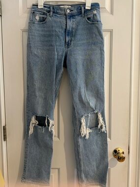 Abercrombie & Fitch Light Blue Straight Leg Distressed Jeans